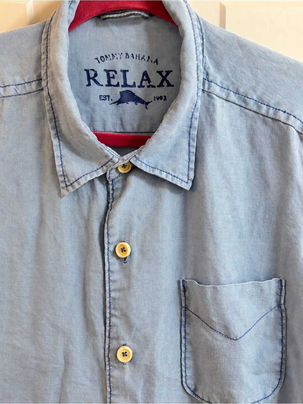 Tommy Bahama Relax Mens Light Blue Long Sleeve Button Up Shirt XL